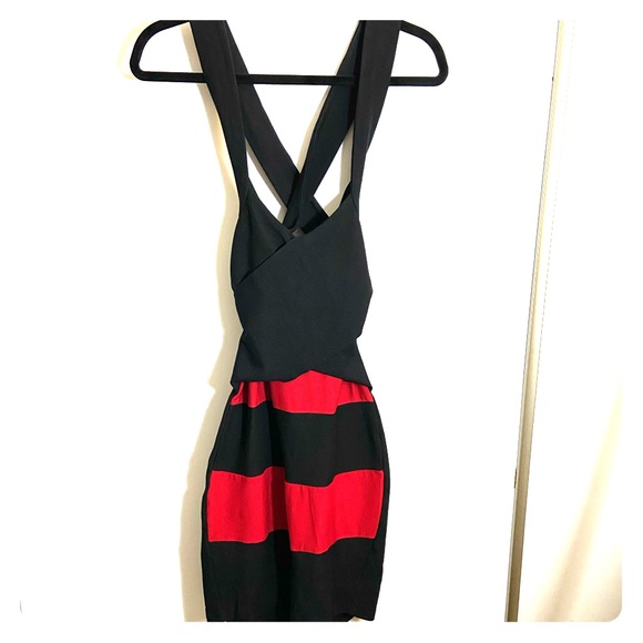 red and black bodycon dress
